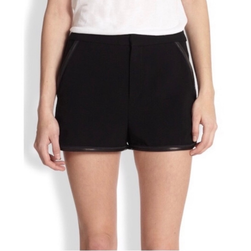 RAG & BONE Platini Shorts With Leather Trim Color Black Size 2 NWT